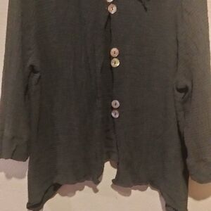 Women's Green Blouse with Button Detail